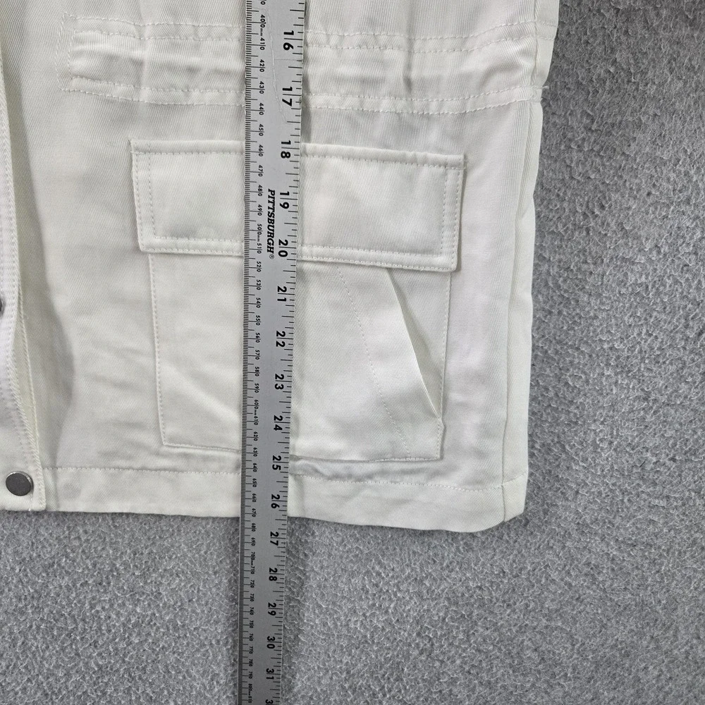 Vince Women Jacket M White Anorak Utility Snap‎ Button Zipper